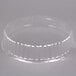 A clear plastic container lid with a round, curved edge.