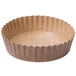 A brown paper baking cup with a circular rim.