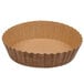 A brown paper baking cup with a white border.