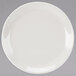 A Homer Laughlin ivory coupe china plate with a white rim.