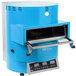 A blue TurboChef Fire countertop pizza oven with the door open.