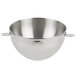 A stainless steel KitchenAid mixing bowl with a handle.
