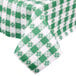 A green and white checkered Intedge vinyl table cover.