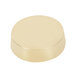 A round brass drain plug with a white background.