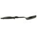 A black Vollrath High Heat Perforated Oval Nylon Spoodle with a handle.