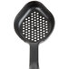 A black plastic Vollrath Spoodle with perforations.