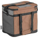 A brown and black Choice insulated cooler bag with a zipper.