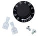 A True temperature control kit with a black dial and white text with plastic screws.