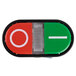 An Avantco on/off switch with red and green buttons.