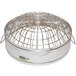 A round metal tray with a wire mesh lid.