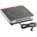 An Avantco black and red electronic countertop induction range.