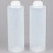 Two Tablecraft plastic squeeze bottles with flip lids.