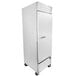 A white Beverage-Air reach-in refrigerator with a stainless steel door.