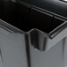 A black Rubbermaid utility bin with a lid.