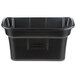 A black Rubbermaid utility bin with a handle.