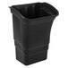 A black Rubbermaid 8 gallon trash can with lid.