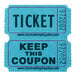 A pair of blue Carnival King raffle tickets with black text.