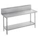 A white rectangular Advance Tabco stainless steel work table with undershelf and backsplash.