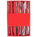 A red box containing six stainless steel Town garnishing knives.