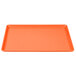 A case of 12 orange rectangular Cambro dietary trays.