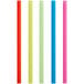 A group of Choice neon plastic straws in pink, green, blue, and yellow.