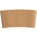 A Natural Kraft brown paper coffee cup sleeve with an embossed design.