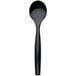 A black plastic serving spoon with a long handle.