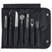 A Victorinox garnishing kit in a black case with six tools.