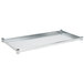 A stainless steel undershelf with two shelves for an Eagle Group adjustable work table.
