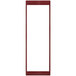 A rectangular object with a white background and a red rectangular frame.
