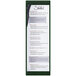 A green Menu Solutions menu board on a counter.