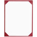 A red rectangular frame with corner corners holding a white menu.