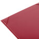 A burgundy Menu Solutions Kearny menu board folder.
