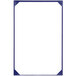 A blue rectangular metal frame with white background.