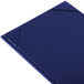 A blue Menu Solutions Kearny menu board with corner corners.