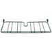 A Metro smoked glass wire shelf divider with metal bars and a curved design.