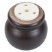 A round brown Chef Specialties pepper mill with a white circle on top.