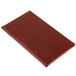 A brown leather folder with two-tone burgundy accents on a table.