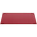 A burgundy rectangular plastic menu board with corners on a table.