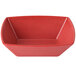 A matte red rectangular boat bowl with a white background.