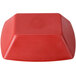 A matte red square boat bowl with a logo on it.