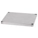 An Advance Tabco stainless steel shelf with metal corners.