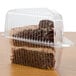 A close-up of a piece of cake in a Polar Pak plastic container.