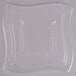 A clear plastic square lid with a curved edge.