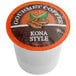 A white container of Caffe de Aroma Kona Style Coffee Single Serve Cups with an orange label.