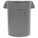 A grey Continental Huskee trash can with a lid.
