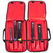 A red Mercer Culinary KnifePack with knives inside.