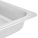 A stainless steel rectangular feed pan with a handle.