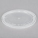 A Newspring clear plastic lid in an oval shape.
