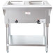 An Advance Tabco stainless steel commercial hot food table with two sealed wells on a counter.